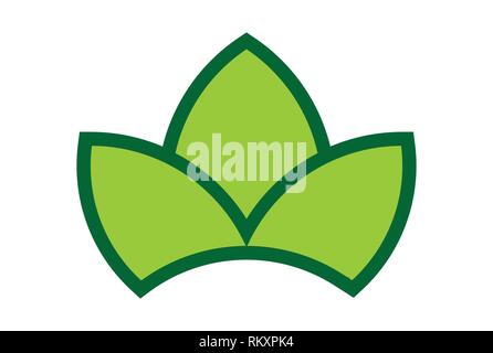 Drei Blätter grünes Logo-Symbol Stock Vektor