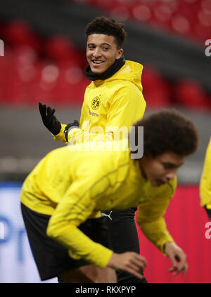 Borussia Dortmund Jadon Sancho während einer Trainingseinheit im Wembley Stadion, London. Stockfoto