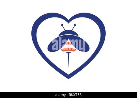 Love Bee Logo Concept Icon Stock Vektor