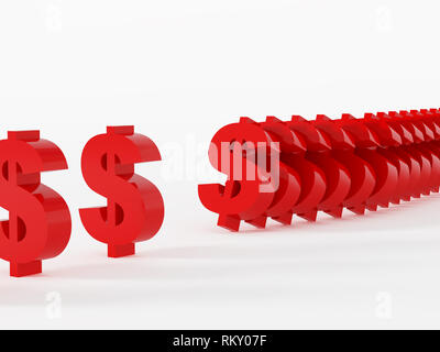 Hochauflösendes Bild symbol Dollar. 3D-Bild mit weißem Hintergrund. Stockfoto