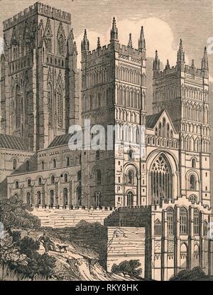 "Nordwesten Blick auf Durham Cathedral', c 1843. Schöpfer: J Jackson. Stockfoto