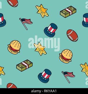 Amerika Farbe Umrisse isometrische Muster. Vector Illustration, EPS 10. Stock Vektor