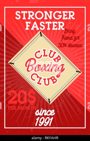 Farbe vintage Boxing Club Banner. Boxing ähnliche Designelemente für Drucke, Logos, Plakaten. Vector vintage Abbildung. Stock Vektor