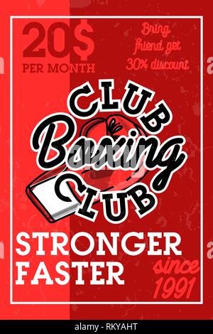 Farbe vintage Boxing Club Banner. Boxing ähnliche Designelemente für Drucke, Logos, Plakaten. Vector vintage Abbildung. Stock Vektor