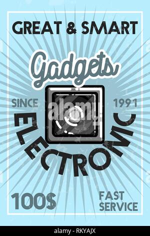 Farbe vintage elektronische Gadgets Banner. Vector Illustration, EPS 10. Stock Vektor
