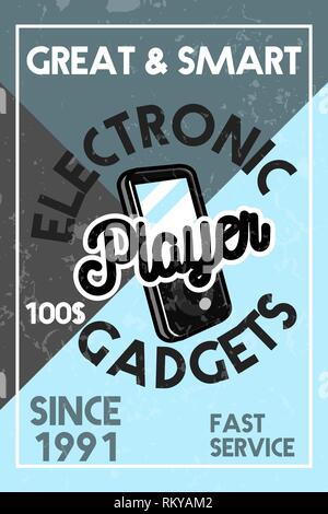 Farbe vintage elektronische Gadgets Banner. Vector Illustration, EPS 10. Stock Vektor