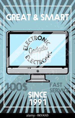 Farbe vintage elektronische Gadgets Banner. Vector Illustration, EPS 10. Stock Vektor