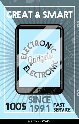Farbe vintage elektronische Gadgets Banner. Vector Illustration, EPS 10. Stock Vektor