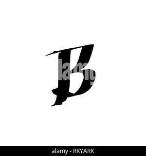 Buchstabe B. einzigartigen alten trockenen Pinsel grunge-Schriftzug. Vector Illustration. Stock Vektor