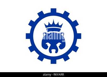 König panda Symbol abstrakte logo Vektor Konzept flache Bauweise Stockfoto