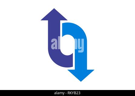 Buchstabe o Up Down Arrow Logo Symbol vektor Konzept flache Bauweise Stockfoto