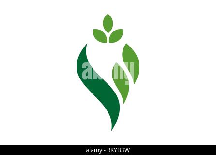 Buchstabe v pflanzliche Natur logo Symbol vektor Konzept flache Bauweise Stockfoto