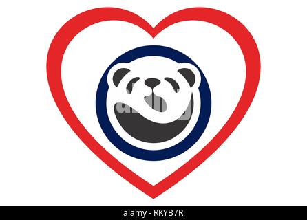 Liebe panda logo Konzept Symbol vektor Konzept flache Bauweise Stockfoto