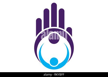 Team arbeiten Hand Finger Konzept logo Symbol vektor Konzept flache Bauweise Stockfoto