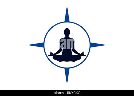 Yoga Kompass meditation Konzept logo Symbol vektor Konzept flache Bauweise Stockfoto