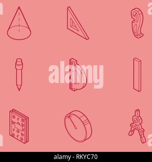 Geometrie Farbe Umrisse isometrische Symbole. Vector Illustration, EPS 10. Stock Vektor