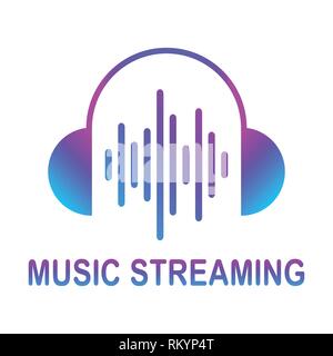 Online Media Streaming, Online Musik, Audio Wave. Sound wave Vector. Kopfhörer mit schallwelle Symbol isoliert, minimalistischen Design. Vector Illustration Stock Vektor