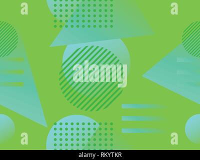 Geometrische nahtlose Muster. Geometrische Formen mit Farbverlauf, Memphis Stil. Zine Kultur Zusammenfassung Hintergrund. Vector Illustration Stock Vektor