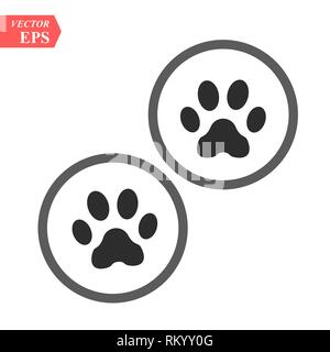 Paw Logo der Katze oder Hund Tier Haustier. Vektor paw Footprint im Kreis icon-Vektor eps Abbildung 10 Stock Vektor