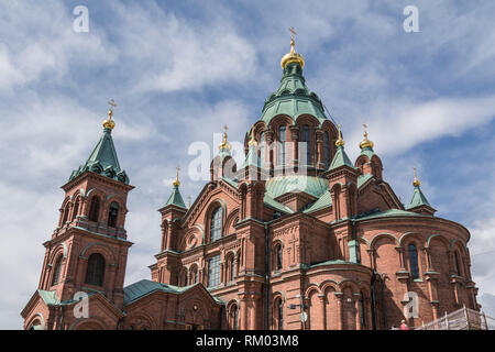 Uspenski Orthodoxe Kathedrale in Helsinki, Finnland, Stadt des Designs. Helsinki ist Teil der UNESCO Creative Cities Stockfoto