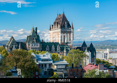 Außenansicht des berühmten Fairmont Le Château Frontenac in Quebec, Kanada Stockfoto