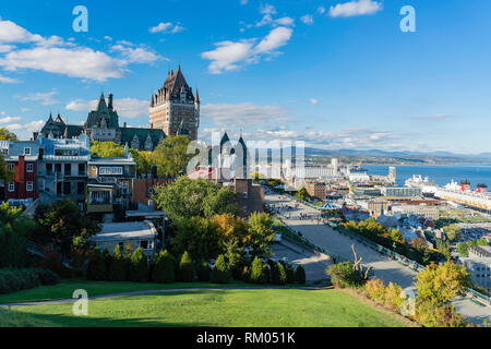 Außenansicht des berühmten Fairmont Le Château Frontenac in Quebec, Kanada Stockfoto