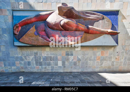 Mexiko City, Mexiko - 2 Dezember, 2018: Museo Memoria y Tolerancia (Gedächtnis und Toleranz Museum) in Mexiko City mit zeitgenössischen Exponaten Stockfoto