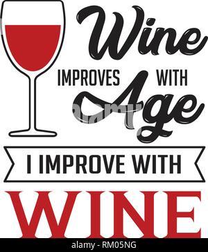 Wein angebot und Sagen. Wein mit dem Alter zu verbessern. Stock Vektor