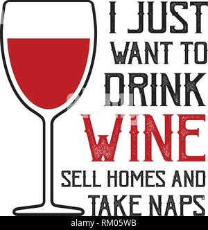 Wein angebot und Sagen. Ich möchte nur Wein zu trinken Stock Vektor