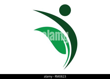 Buchstabe i Natur Leben läßt Logo Stock Vektor