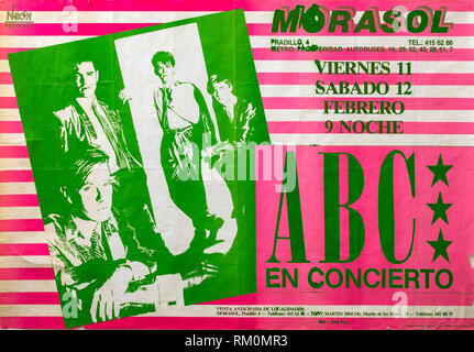 ABC im Morasol Madrid Tour 1983, Musical Konzert Poster Stockfoto