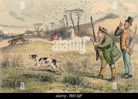 "Mr. Jogglebury Crowdey mit seinem Hund und seine Waffe', c 1860. Schöpfer: John Leech. Stockfoto