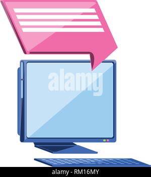 Desktop mit Sprechblasen-symbol Vector Illustration Design Stock Vektor