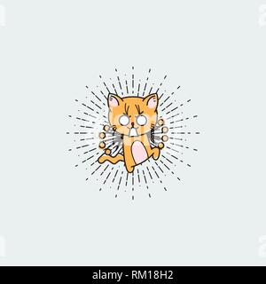 Vector Illustration eines gespickt Cartoon cat. Gesäumt von Jolt Kätzchen Stock Vektor