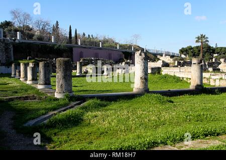 Die pompeion, zwischen dem Dipylon und die Heilige Pforte in der antiken Stätte von Kerameikos. Kerameikos ist eine der größten, jedoch am wenigsten besuchten archaeo Stockfoto