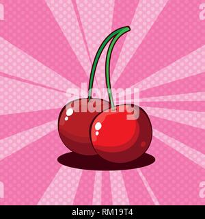 Frische Kirschen Obst Symbol Vektor illustration Design Stock Vektor