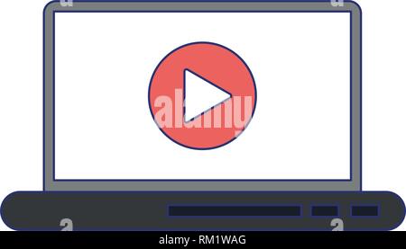 Laptop mit Video player auf dem Bildschirm Stock Vektor