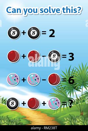 Mathematische Problemlösung Arbeitsblatt Abbildung Stock Vektor