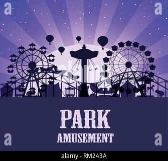 Eine silhouette Vergnügungspark Vorlage Abbildung Stock Vektor