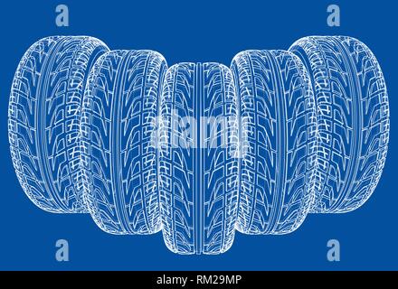 Autoreifen Konzept. Vektor Rendering von 3d Stock Vektor