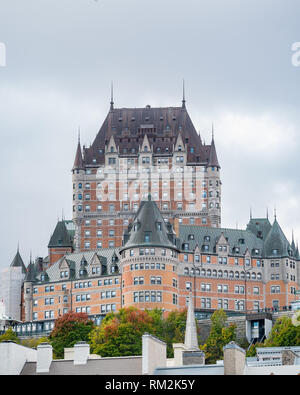 Außenansicht des berühmten Fairmont Le Château Frontenac in Quebec, Kanada Stockfoto