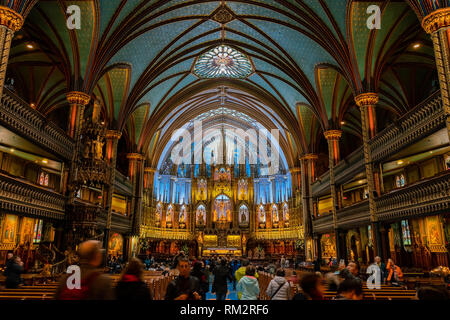 Quebec, OKT 2: Innenansicht der Basilika Notre-Dame De Montreal am Okt 2, 2018 in Quebec, Kanada Stockfoto