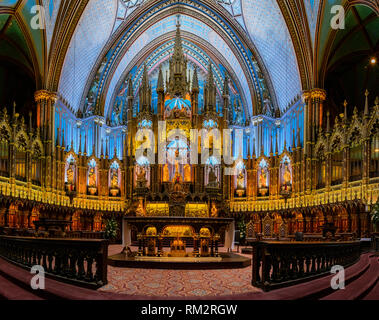 Quebec, OKT 2: Innenansicht der Basilika Notre-Dame De Montreal am Okt 2, 2018 in Quebec, Kanada Stockfoto