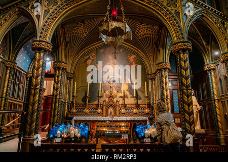 Quebec, OKT 2: Innenansicht der Basilika Notre-Dame De Montreal am Okt 2, 2018 in Quebec, Kanada Stockfoto