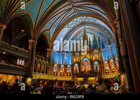 Quebec, OKT 2: Innenansicht der Basilika Notre-Dame De Montreal am Okt 2, 2018 in Quebec, Kanada Stockfoto