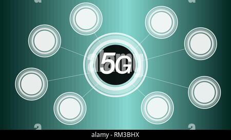 High speed 5G Internet digitale Übertragung mit hoher Geschwindigkeit, Vektor Konzept Stock Vektor