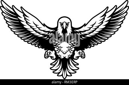 Weißkopfseeadler mit offenen Flügeln und Krallen im Comic-stil Stock Vektor