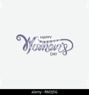 Rosa Happy Frauentag typografischen Gestaltungselemente. Internationaler Tag der Frau Symbol. Tag der Frauen Symbol. Minimalistisches Design für internationale Frauen Stock Vektor
