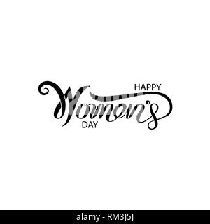 Rosa Happy Frauentag typografischen Gestaltungselemente. Internationaler Tag der Frau Symbol. Tag der Frauen Symbol. Minimalistisches Design für internationale Frauen Stock Vektor