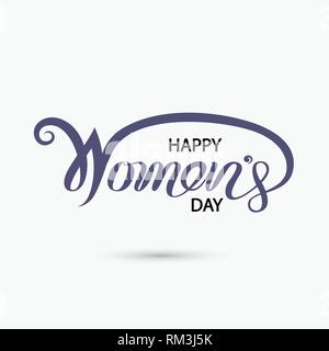 Rosa Happy Frauentag typografischen Gestaltungselemente. Internationaler Tag der Frau Symbol. Tag der Frauen Symbol. Minimalistisches Design für internationale Frauen Stock Vektor